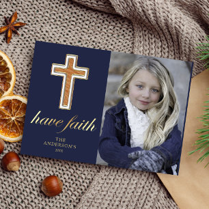 Cartão De Festividades Tenha Fé   Cruz Religiosa Foto de Natal