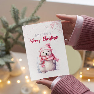 Cartão De Festividades Tenha Um Bear Feliz De Natal Urso Polar Engraçado