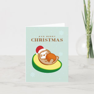 Cartão De Festividades Tenha um Feliz Natal Avocado Sloth