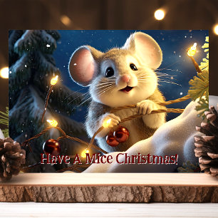 Cartão De Festividades Tenha um Natal dos Ratos Rato Fofo