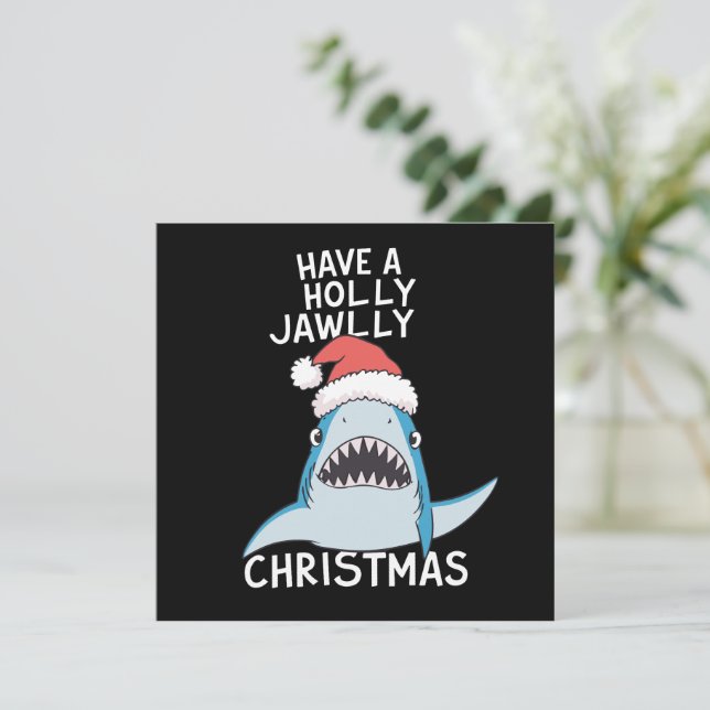 Cartão De Festividades Tenha Um Natal Holly Jawly Sarcástico Filme Jaws  (Em pé/Frente)