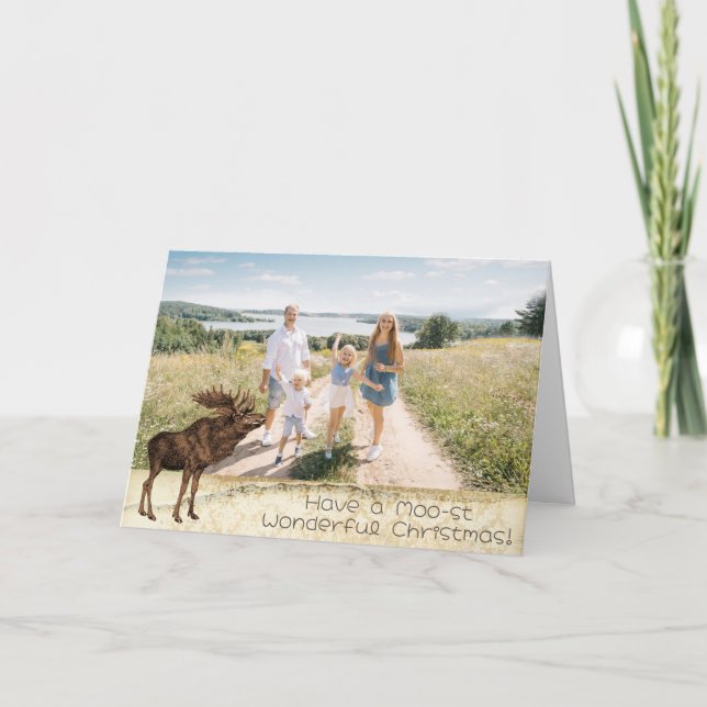 Cartão De Festividades Tenha um Natal maravilhoso para a rua Moo! (Frente)