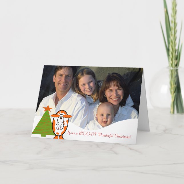Cartão De Festividades Tenha um Natal maravilhoso para a rua Moo! - Vaca  (Frente)