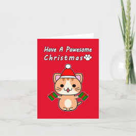 Cartão De Festividades Tenha um Natal Pawesome - Gato Tabby Gengibre