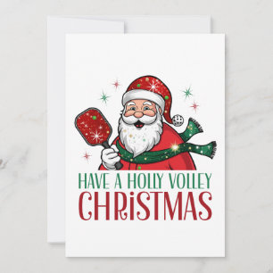 Cartão De Festividades Tenha Um Pickleball de Natal Holly Volley Canção