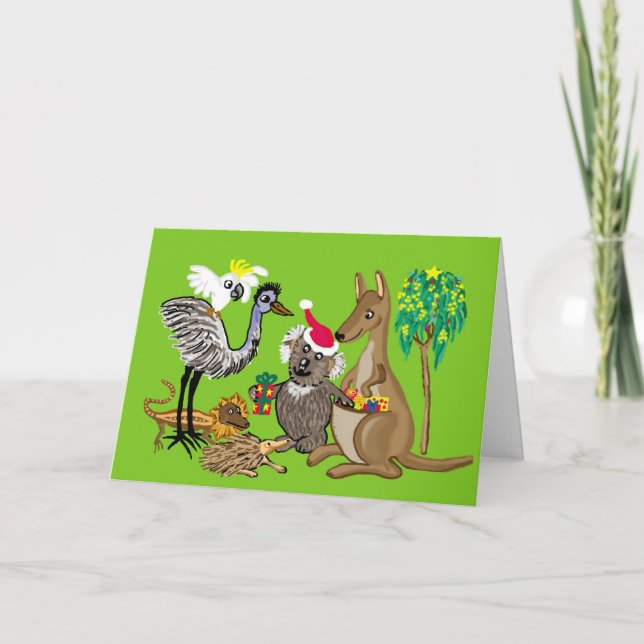 Cartão De Festividades Tenha uma briga de Natal Ozzie (Frente)