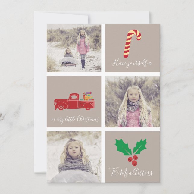 Cartão De Festividades Tenha uma feliz de fotos de blocos de Natal (Frente)