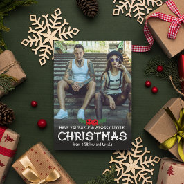 Cartão De Festividades Tenha uma pequena foto de Natal assustadora