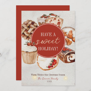 Cartão De Festividades Tenham um doce Natal Aquarela