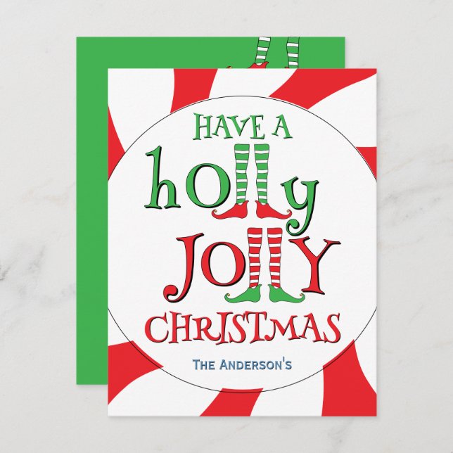 Cartão De Festividades Tenham Um Elfo De Pimenta De Natal Holly Jolly (Frente/Verso)