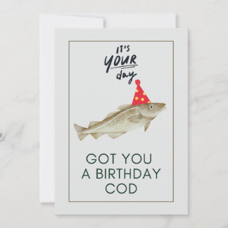 CARTÃO DE FESTIVIDADES TENHO UM BACALHAU DE ANIVERSÁRIO