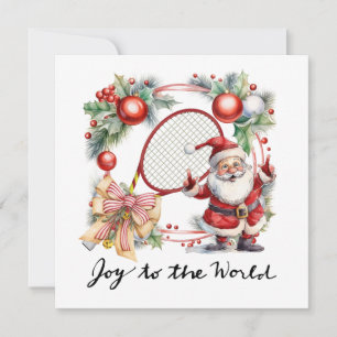 Cartão De Festividades Tenis de Natal com Raquete e Grinalda de Natal
