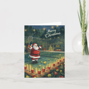 Cartão De Festividades Tênis Feliz Natal Papai Noel na quadra