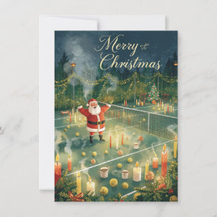 Cartão De Festividades Tênis Feliz Natal Papai Noel na quadra
