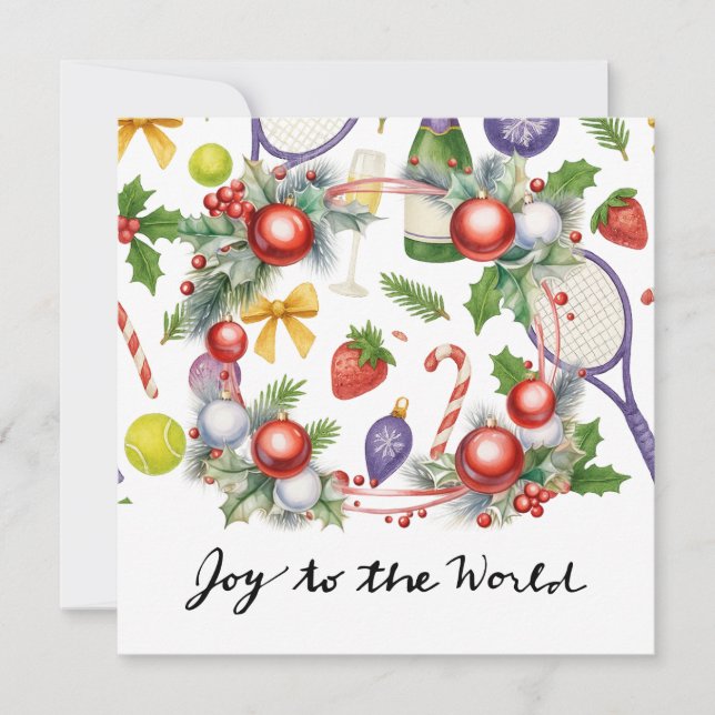 Cartão De Festividades Tênis Natal com Racket e Fúria de Natal (Frente)