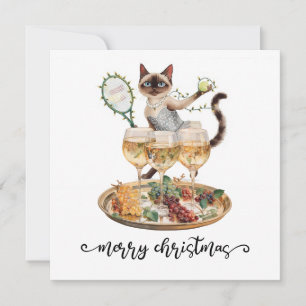 Cartão De Festividades Tênis Natal temático para amantes de Gatos Siamese
