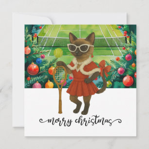 Cartão De Festividades Tênis Natal temático para amantes de Gatos Siamese