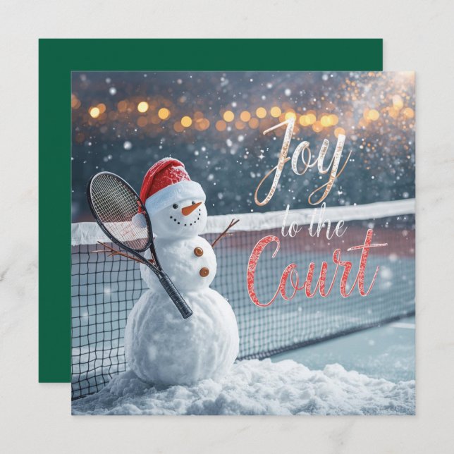 Cartão De Festividades Tennis Christmas With Snowman  Festive Holiday  (Frente/Verso)