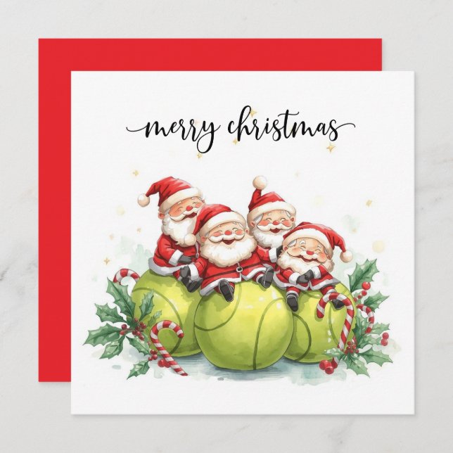 Cartão De Festividades Tennis Christmas with tennis themed  (Frente/Verso)