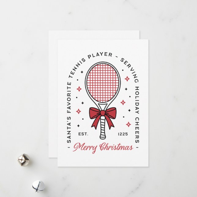 Cartão De Festividades Tennis lovers funny merry Christmas greetings (Frente/Verso In Situ)