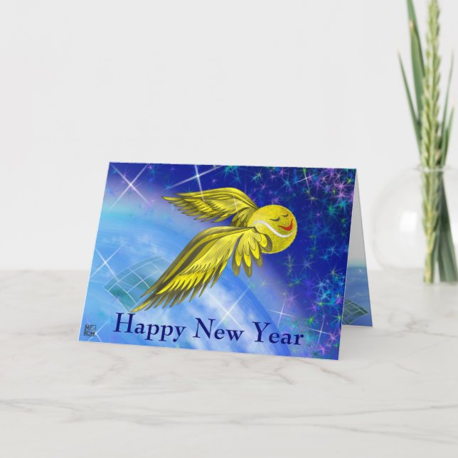 Cartão De Festividades Tennis satellite Happy New Year (Frente)