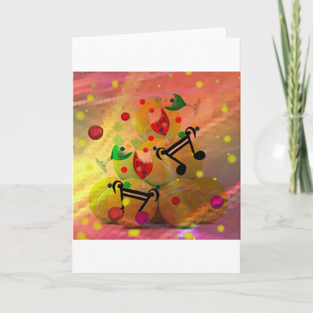 Cartão De Festividades Tennis with music notes in Christmas (Frente)