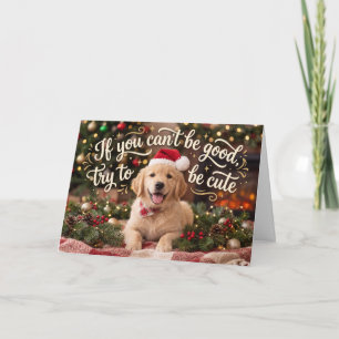 Cartão De Festividades Tente Ser Fofo Cachorro Golden Retriever Natal