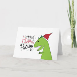 Cartão De Festividades Ter uma placa de Papais noeis T-Rex de férias itin