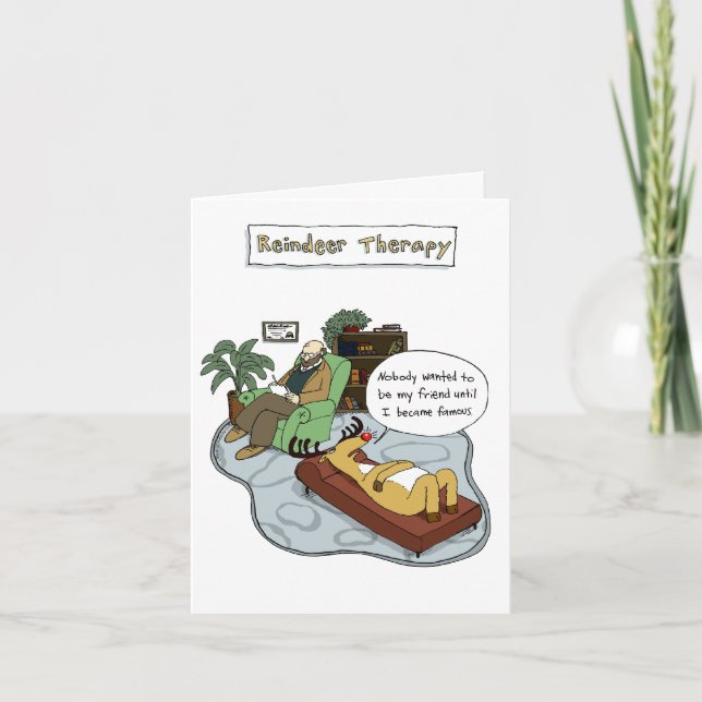 Cartão De Festividades Terapia de renas natalinas | Cartoon Feriado Engra (Frente)