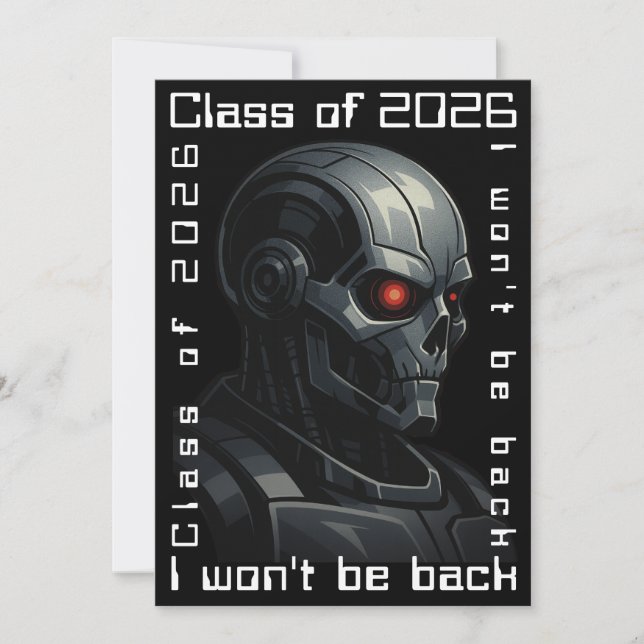 Cartão De Festividades Terminator Skull Graduation Class of 2026 Design (Frente)