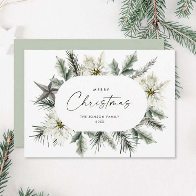 Cartão De Festividades Terra de inverno do Natal branco Elegante (Criador carregado)