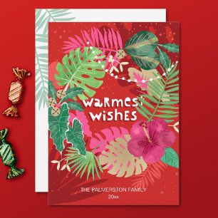 Cartão De Festividades Terra de Natal tropical ilustrada