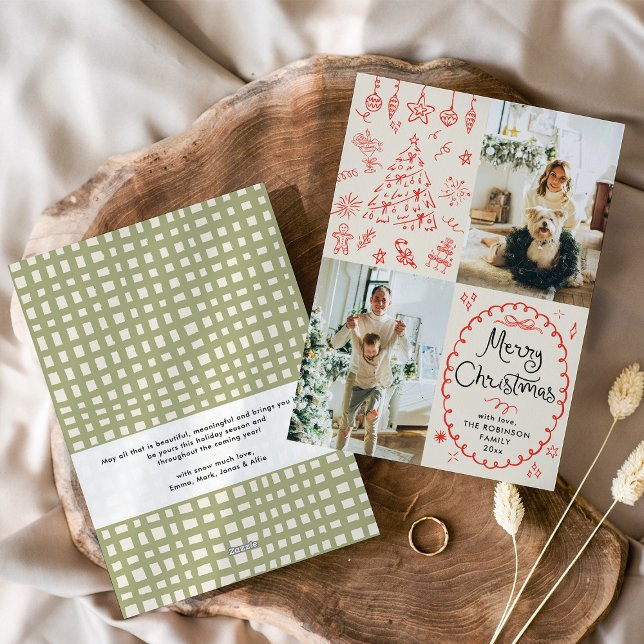 Cartão De Festividades Terra Desenhada Boho Feliz Natal 2 Foto (Criador carregado)