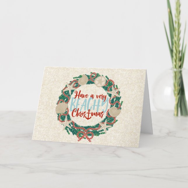 Cartão De Festividades Terra do Mar Tropical de Natal - Vermelho (Frente)