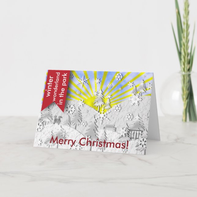 Cartão De Festividades Terra maravilhosa do inverno na saudação do parque (Frente)