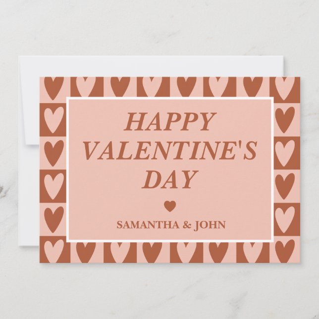 Cartão De Festividades Terracotta Boho Hearts Valentine’s Gift (Frente)