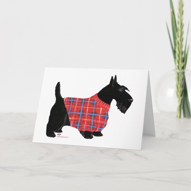 Cartão De Festividades Terrier Escocês com Suéter (Frente)