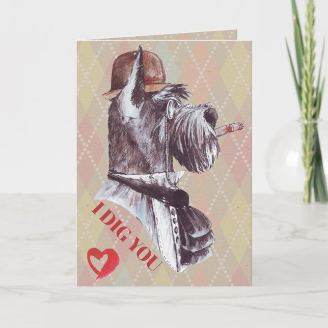 Cartão De Festividades Terrier Gentleman Dog I Dig You (Frente)