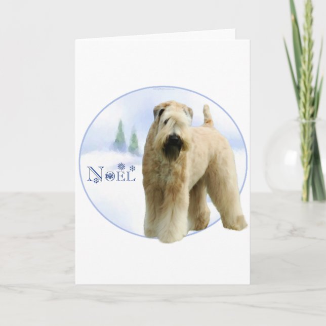 Cartão De Festividades Terrier Wheaten brandamente revestido Noel (Frente)