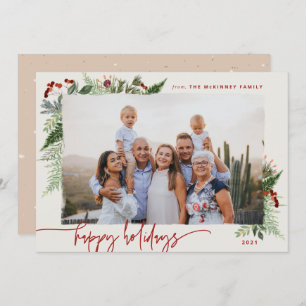 Cartão De Festividades Terthy Boho Greenery Burgundy Beige Feriado Foto