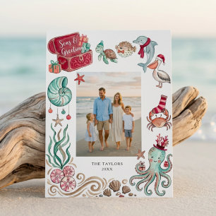 Cartão De Festividades Tesouro do Oceano Mar & Saudações Foto de Natal