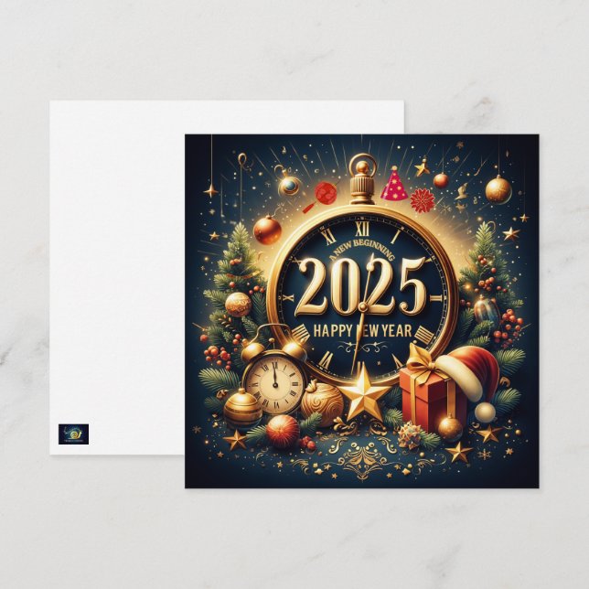 Cartão De Festividades Tesouros Atemporais: Bem-vindo a 2025 em Splen Dou (Frente/Verso)