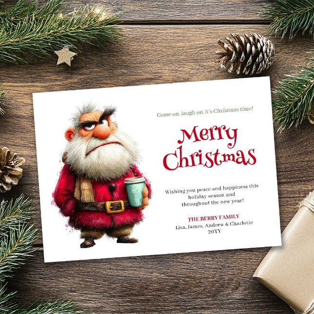 Cartão De Festividades Testy Claus funny custom Christmas greeting card  (Testy Claus funny custom Christmas greeting card art)