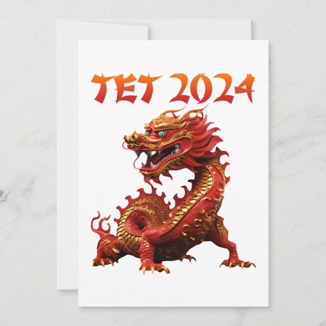 Cartão De Festividades Tet 2024 Year of the Dragon Vietnamese New Year (Frente)