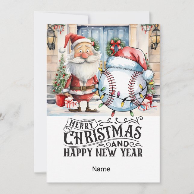 Cartão De Festividades Teto de Natal de Baseball (Frente)