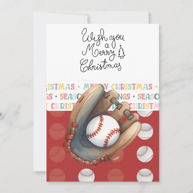 Cartão De Festividades Teto de Natal de Baseball (Frente)