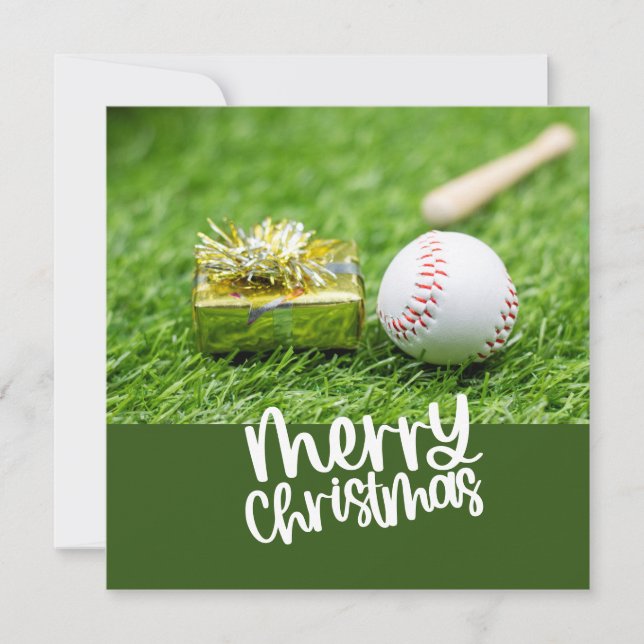 Cartão De Festividades Teto de Natal de Baseball (Frente)