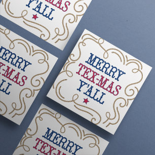 Cartão De Festividades Tex-Mas Y'all de Feliz Vermelha e Azul