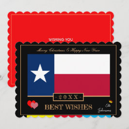 Cartão De Festividades Texas Flag & Feliz ano novo /Best Wish EUA