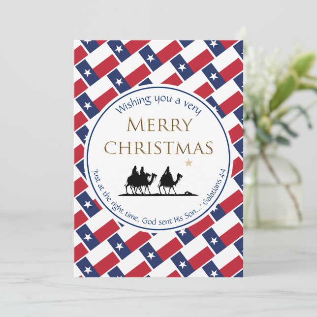 Cartão De Festividades TEXAS FLAG Three Wise Men TEXAN Christmas (Em pé/Frente)